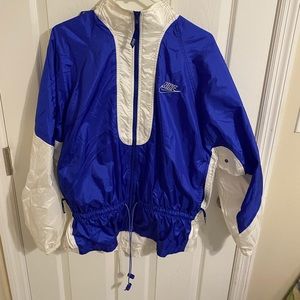 Vintage Blue & White Nike Hooded Jacket 80s 90s